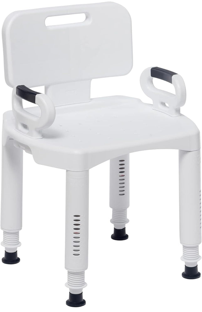 Drive Medical RTL12505 Handicap Bathroom Bench with Back and Arms - New Open Box