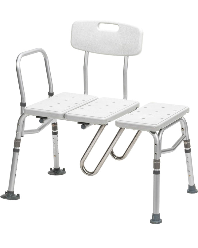 Drive Medical Splash Defense Tub Transfer Bench, white, with curtain guard protection, adjustable height”