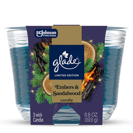 Glade 3- Wick Candle Embers & Sandalwood Limited Edition - 6.8 Oz