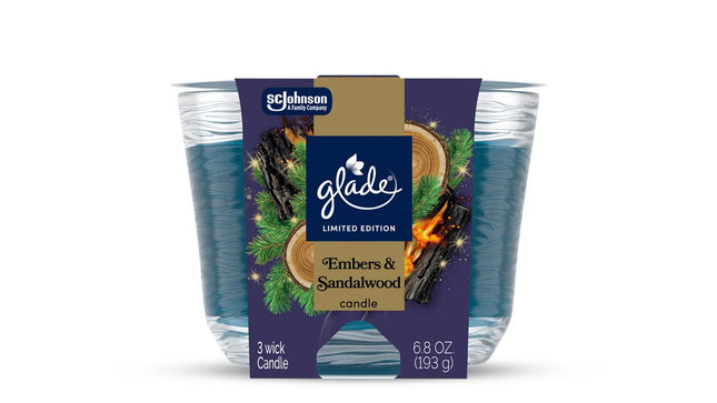 Glade 3- Wick Candle Embers & Sandalwood Limited Edition - 6.8 Oz