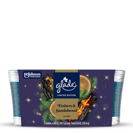 Glade Candle Embers & Sandalwood 4.08 Oz - 2 Ct.