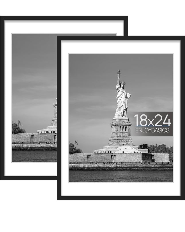 ENJOYBASICS 18x24 picture frame, black, with mat for 16x20, wall gallery photo frame”