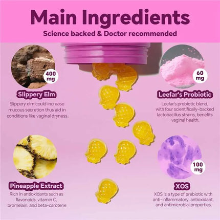 LEEFAR Her Juicy Feminine Probiotics Gummies- All in One Solution - 60 Gummis EXP. 01/2028