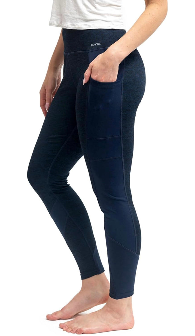 FITKICKS CROSSOVERS Active Lifestyle Leggings in Navy, 7/8 length, quick-dry fabric, sleek side pockets, new open box”