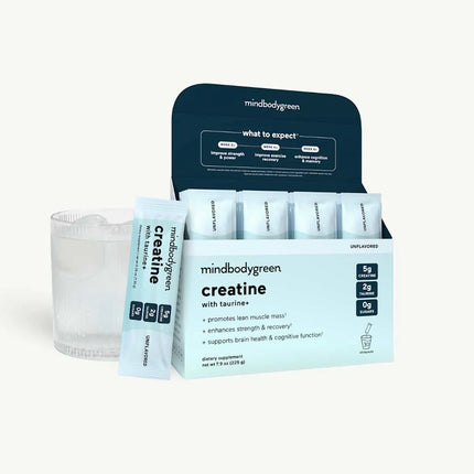 Mindbodygreen Strong. Focused. Unstoppable.* creatine with taurine+