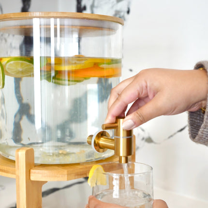 Glass Drink Dispenser with Stand (pre-order) - Tea + Linen