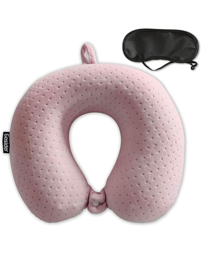 Gosider neck pillow for sleeping travel, pink, U-shape memory foam, comfortable travel pillow”