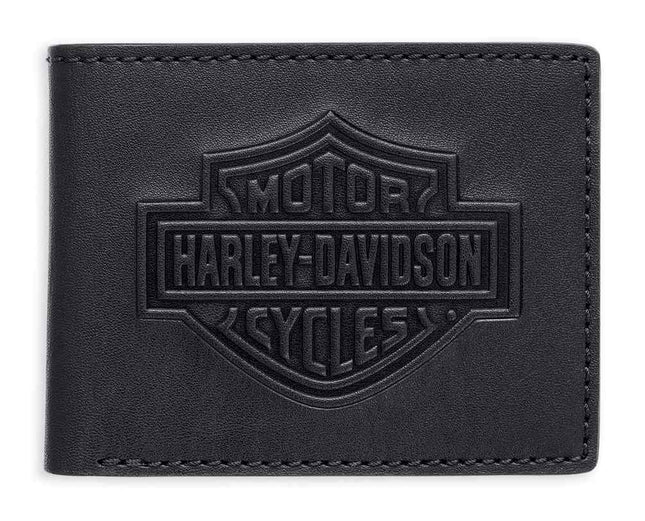 Harley-Davidson Men’s Bi-Fold Leather Wallet, Black - New