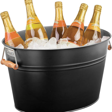  Hidden Hollow Ice Bucket with Handles in black, minor dent, perfect for chilling beverages”