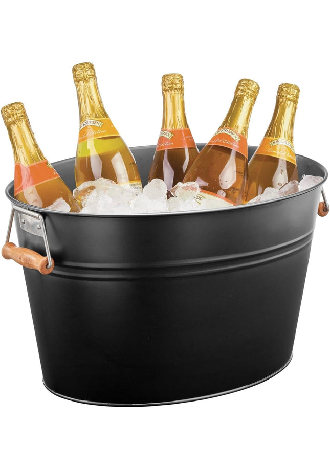 Hidden Hollow Ice Bucket with Handles in black, minor dent, perfect for chilling beverages”