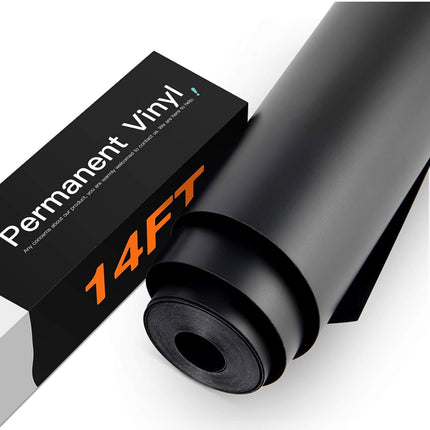HTVRONT black permanent vinyl roll for Cricut and Silhouette, 12x14 feet matte black adhesive vinyl, craft and die-cutting materials”