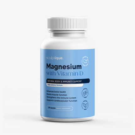 Sculptique Magnesium With Vitamin D - Immunity Support - 30 Capsules