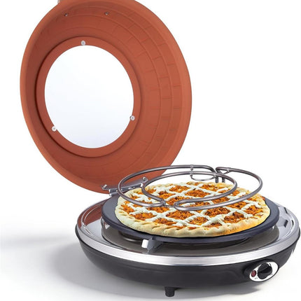 Saenchue Electric Pizza Oven - 12-Inch Indoor Pizza Ovens Countertop - 1200W Pizza Maker Heats up to 800˚F by Ceramic Stone