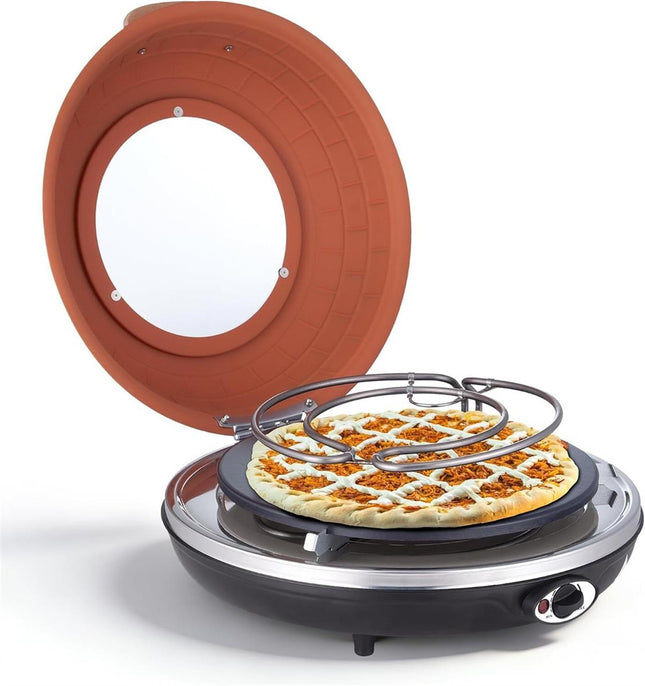Saenchue Electric Pizza Oven - 12-Inch Indoor Pizza Ovens Countertop - 1200W Pizza Maker Heats up to 800˚F by Ceramic Stone
