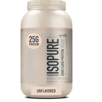 Isopure Zero Carb Protein Powder in Unflavored, 3lb container, 25g protein per serving