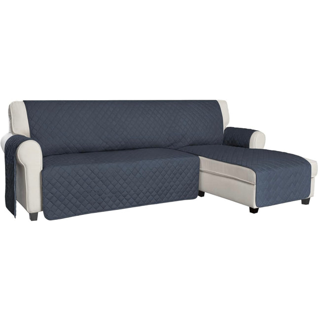 ISSUNTEX sectional couch cover, reversible L shaped, water-resistant, dark blue, pet-friendly”