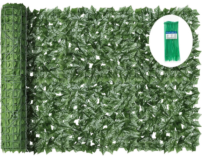 KASZOO Artificial Ivy Privacy Fence Screen, green faux ivy, 120x40 inches, outdoor privacy screen”