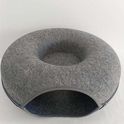  Kchwqy Indoor Cat House and Bed, dark grey, large, tunnel design, detachable felt”
