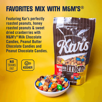 Kar's Assorted Favorites Mix with M&M's -Loaded with M&M’s Milk Chocolate Candies & Peanuts 20 oz - Exp. 02/27/2027