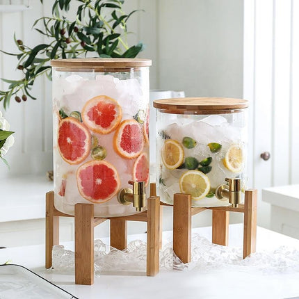 Large Glass Drink Dispenser with Stand - Tea + Linen