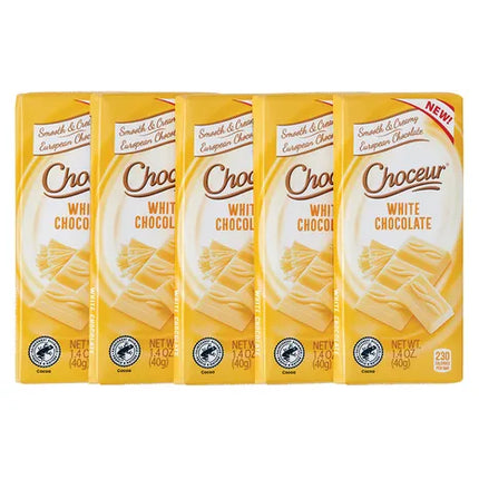 Choceur White Chocolate Mini Chocolate Bars 1.4 Oz Each 5 Pack Exp: 08/31/2026