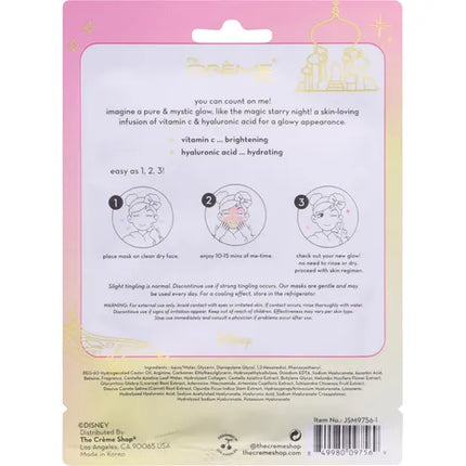 The Crème Shop Printed Essence Sheet Mask, Purest Wish, Jasmine, Disney Princess - 3 Pack