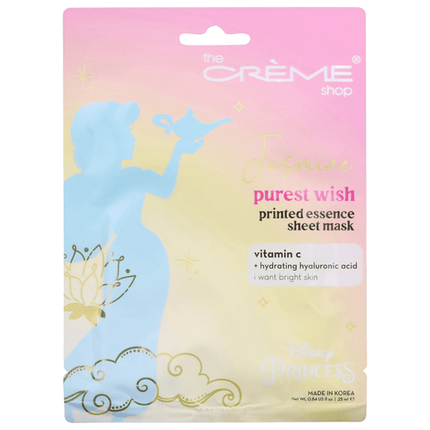 The Crème Shop Printed Essence Sheet Mask, Purest Wish, Jasmine, Disney Princess - 3 Pack