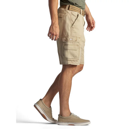  Lee Men’s Extreme Motion Cargo Shorts in khaki, comfortable and practical with multiple pockets”