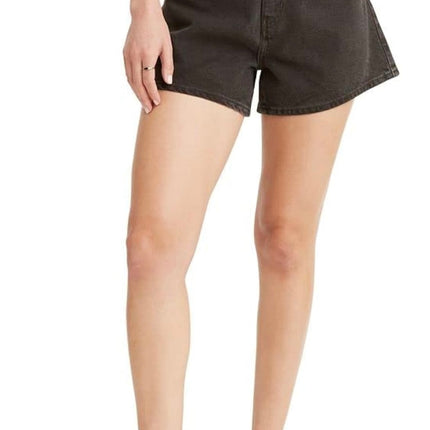  Levi’s High-Waisted Mom Shorts, size 26, black denim, high rise, relaxed fit through hip”