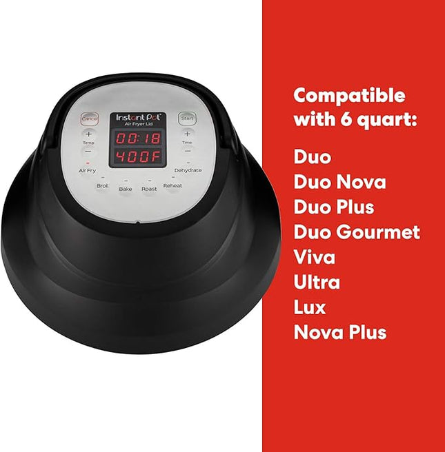 Instant Pot Air Fryer Lid 6 in 1, No Pressure Cooking Functionality, 6 Qt, 1500 W, Black, Open Box