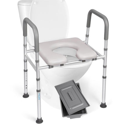  YIKAD Adjustable Toilet Safety Rail with Commode Bucket, Fits Most Toilets, Amazon Return”
