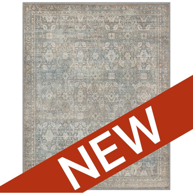 Livabliss Romaine Vintage Medallion Area Rug 9x9, machine washable, ultra-thin chenille, non-slip, retro multi-color”
