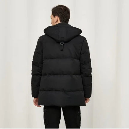 Men's Hooded Down Coat Winter Warm Parka Puffer Jacket - MINZARE, New - Size S