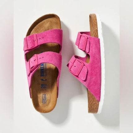 Birkenstock Arizona Soft Footbed Sandals Fuchsia Tulip Suede Size 7 Women’s New