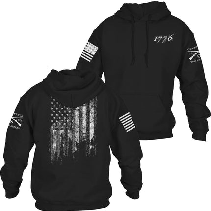 Men’s patriotic hoodie by Grunt Style™, new, size M, featuring “1776” and American flag design.
