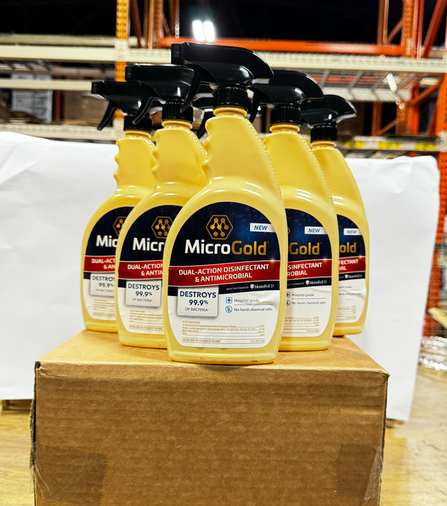 MicroGold Dual-Action Disinfectant & Antimicrobial 6-Pack, 24oz Bottles, Hospital-Grade, No Harsh Chemical Odor”