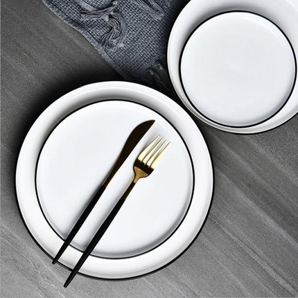 Milo Black Rim 8 Plates - Set of 4 - Tea + Linen