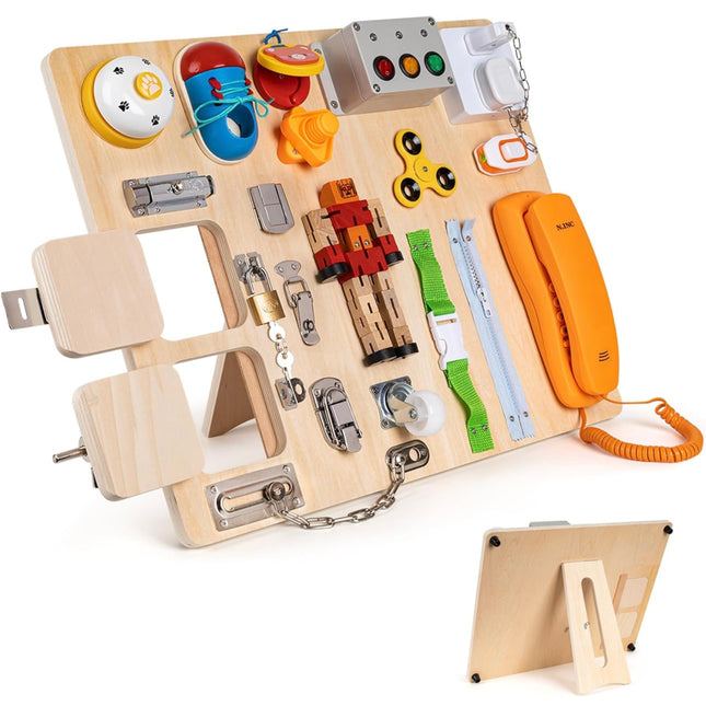  Montessori Busy Board for toddlers, 20-in-1 activities, large 36x24 inches, educational toy”
