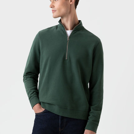 Sunspel Men's Dark Green Half-Zip Pullover - Size M (New with Imperfection)