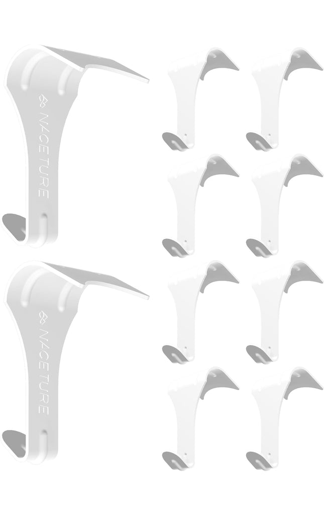 NACETURE Picture Hanging Hook, 10 Pack White, Heavy-Duty Picture Rail Hooks for Nylon and Steel Cable, new open box”