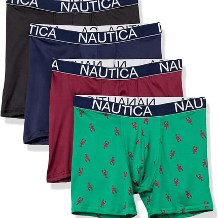  Nautica Men’s Boxer Briefs 4-Pack, size L, comfortable and stylish underwear with various colors and patterns”
