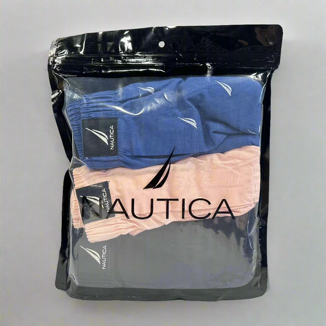 Nautica Men’s Woven Boxer Briefs (3-Pack) - Comfortable and Stylish Underwear, Size L