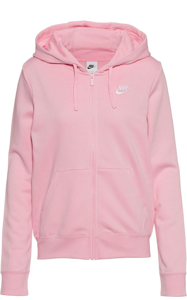 “Nike Women’s Sportswear Fleece Full-Zip Hoodie, size S, soft pink, new, cozy fleece fabric”

