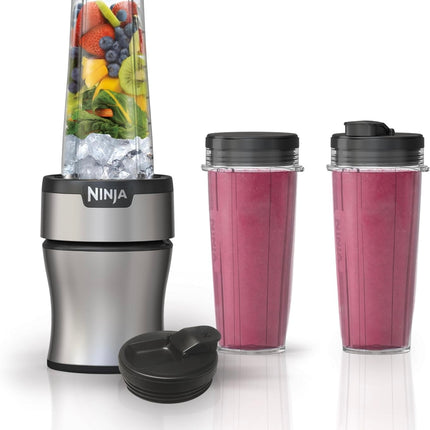 Ninja BN301 Nutri-Blender Plus Compact Personal Blender, new open box, 900-peak-watt motor, includes to-go cups and lids, silver”