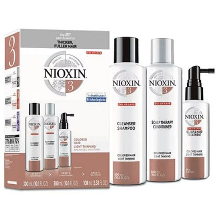 Nioxin System 3 Maintenance Kit – Cleanser 10.1 oz, Scalp Therapy Conditioner 10.1 oz, Scalp Treatment 3.38 oz – For Color-Treated Hair with Light Thinning