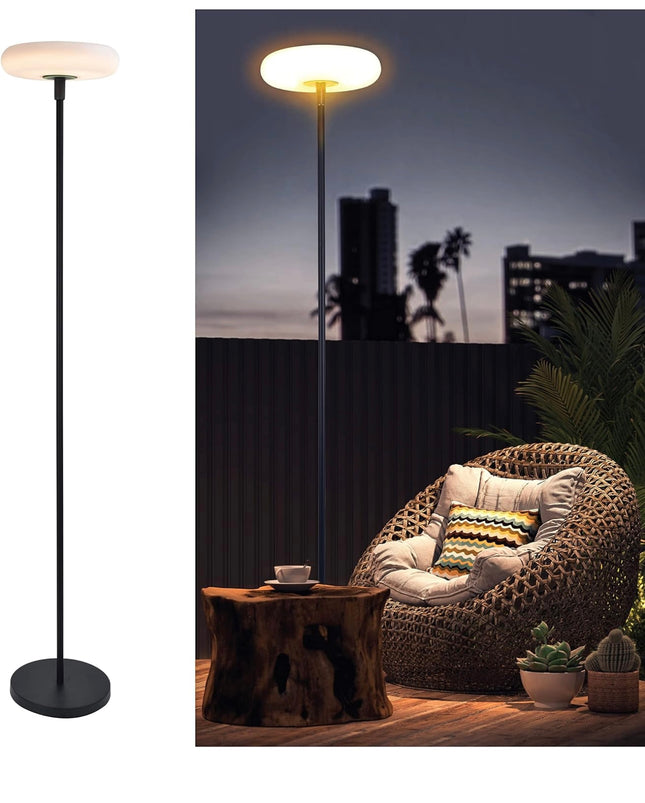 Nocturne outdoor solar-powered floor lamp, ultra-bright diffuse light, weatherproof, ideal for patios and decks”