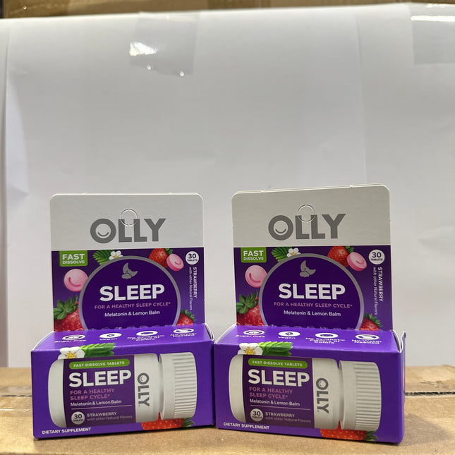 OLLY Sleep Fast Dissolve Tablets 2-pack, 30 tablets each for restful sleep and healthy sleep cycles”