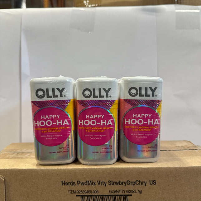 OLLY Happy Hoo-Ha 3-pack, 25 capsules each for vaginal health and pH balance”