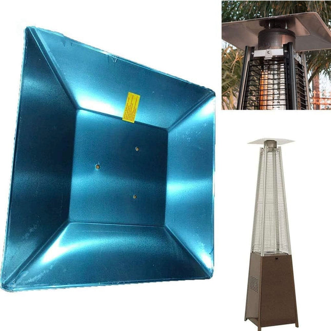 Patio Heater Reflector Shield for Glass Tube Heater, 4-Sided Pyramid Square Shield, Aluminum Replacement Top Part”