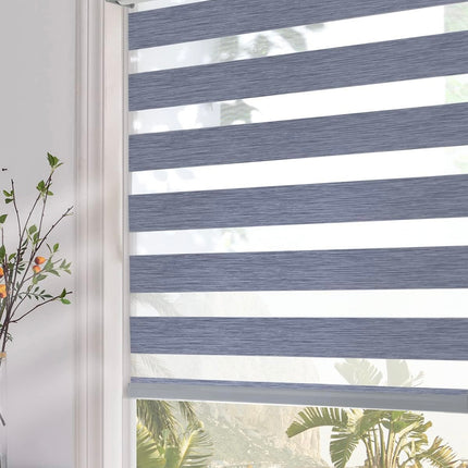  Persilux Blackout Zebra Roller Blinds, dark grey, dual-layer, light filtering, 34 x 72 inches”